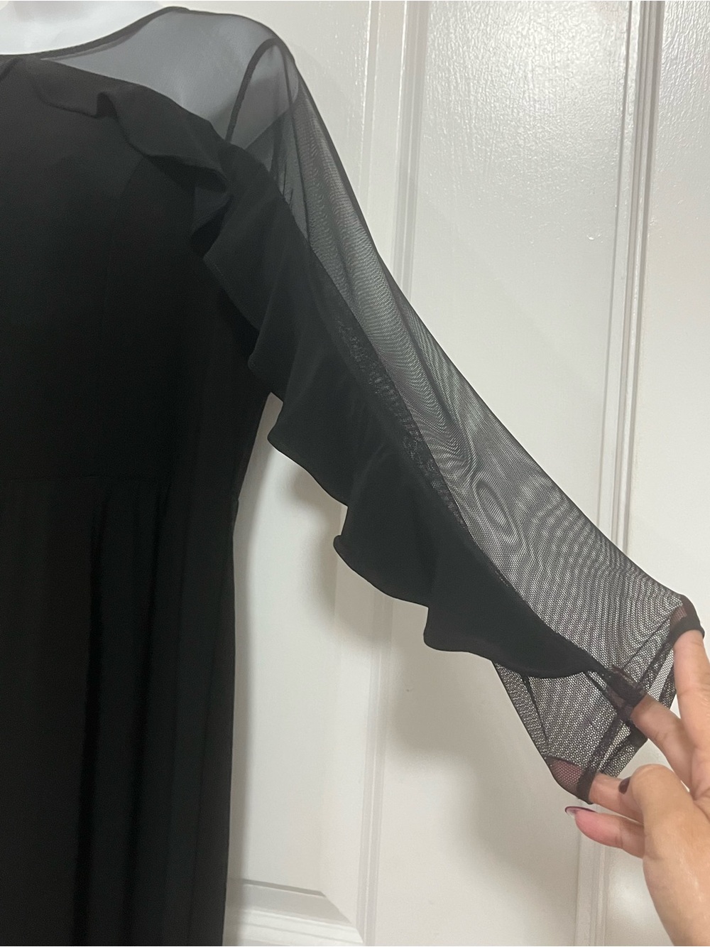 R&M Richards Black Illusion Ruffle Jumpsuit 14P - Picture 6 of 13